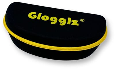 Glogglz® Hardcase Brillenkoker – Zwart/Geel – Sportbril Bescherming – 16 cm