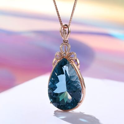 POMOiii Nieuwe Grote Waterdruppelvorm Simulatie Blauwe Kleur Hanger Fijne Sieraden Voor Bruiloft Verloving gray