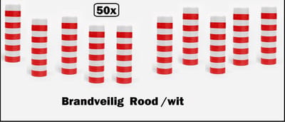 50x Papier rollen serpentines rood/wit - BRANDVEILIG - Carnaval festival optocht feest party serpentine