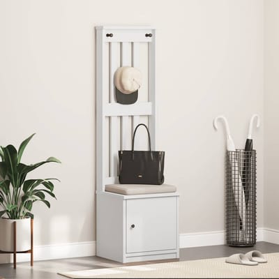 vidaXL - Kapstok - SANDNES - wit - 45x40x159,5 - cm - massief - grenenhout