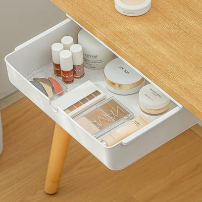 Ondersteunde Bureau Organizer, Opbergdoos voor Laden, Zelfklevende Organizer voor Kantoor, Verbeterde Opbergruimte in Wit