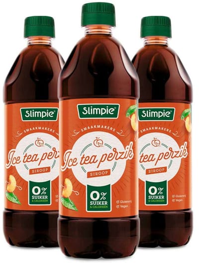 Slimpie Siroop Ice Tea Perzik - 3 x 650 ml - Voordeelverpakking