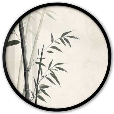 Poster in lijst Rond - Fotolijst 40x40 cm - Posters - Japandi - Bamboe - Beige - Ronde posterlijst zwart - Decoratie - Wanddecoratie woonkamer - Muurdecoratie slaapkamer