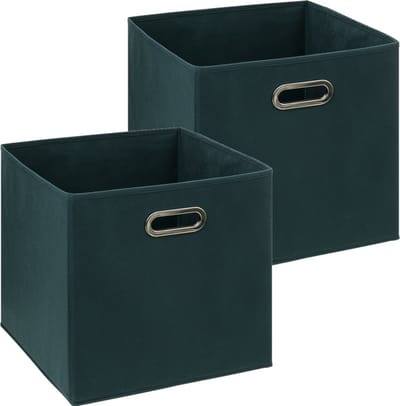 5Five Opbergmand/kastmandje - 2x - Smaragd groen - 31 x 31 x 31 cm - 29 liter - Vakkenkast manden - Stof met versterkte bodem - Opvouwbaar