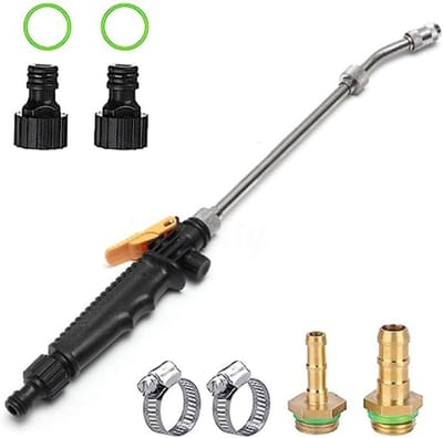 Hogedruksproeier - Tuinslang spuitpistool - Tuin en auto reinigen - Verstelbare lengte en mondstuk - Tot 72 cm - Zilver
