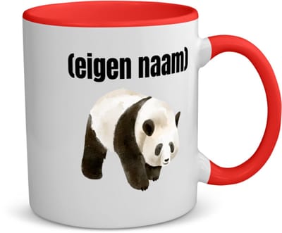 Akyol - panda met eigen naam koffiemok - theemok - rood - Panda - panda liefhebbers - iemand die houdt van panda's - verjaardag - cadeau - kado - 350 ML inhoud
