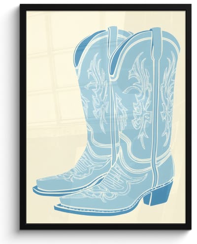 Poster in lijst - Fotolijst 50x70 cm - Posters - Illustratie - Cowboylaarzen - Patroon - Posterlijst zwart - Decoratie - Wanddecoratie woonkamer - Muurdecoratie slaapkamer