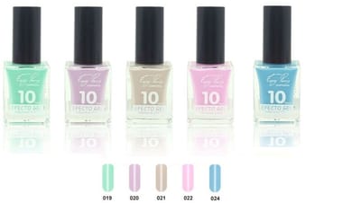 Easy Paris Cosmetics - Set met 5 Flesjes Pastel Nagellak - Groen - Lila - Beige - Roze - Blauw - Inhoud per flesje 15 ml.