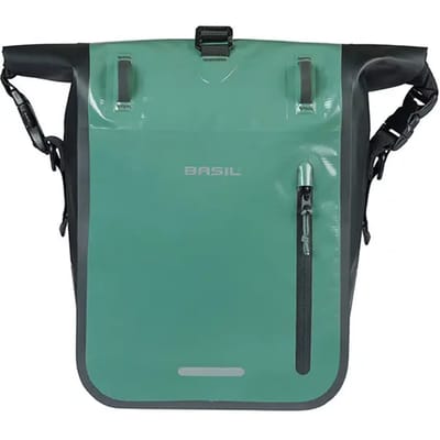 Basil Rivo - Enkele fietstas - 12-15 liter - MIK Hooks - Waterdicht - Reflectie details - Tarpaulin - groen