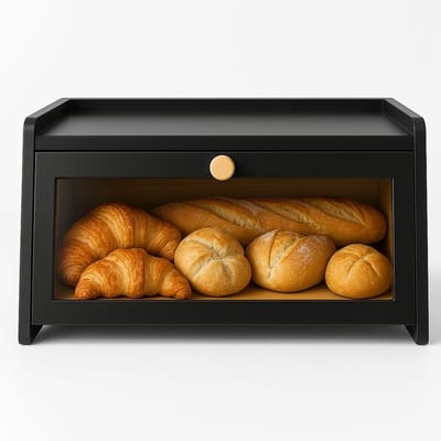 Dailygoods- Broodtrommel hoogwaardig hout - Zwarte broodtrommel - Compact formaat - Moderne uitstraling - Optimale broodopslag - Bescherming tegen vocht