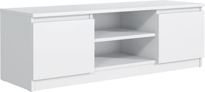 Witte TV Kast met Planken en Deuren - 160 cm Lowboard voor Woonkamer