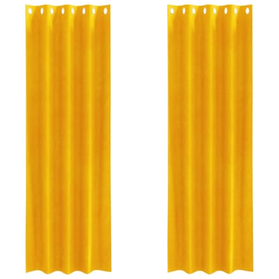 vidaXL - Verduisteringsgordijnen - met - Oogjes - 2 - stuks - Mosterdgeel - Velvet