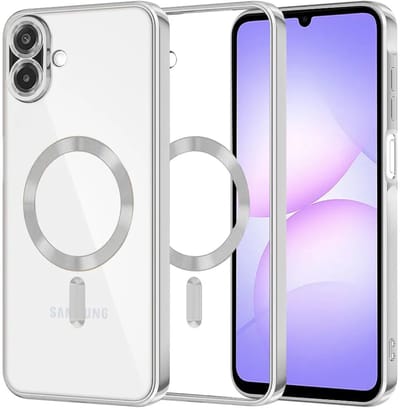 Hoesje geschikt voor Samsung Galaxy A07 4G - Techsuit Luxury Crystal Back Cover - Geschikt voor MagSafe - Transparant/Zilver