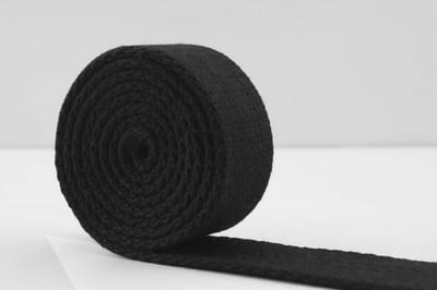 Sterke Zwarte Polyester Katoen Singelband voor Tassen en Sleutelhangers 25mm Breed