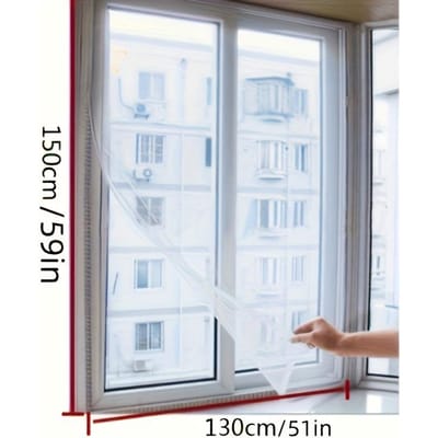 Doe-het-zelf Muggenwerend Hor met Tape Muggengaas voor Meerdere Ramen, Ideaal voor Thuis, Slaapzaal Decoratie, RV Raamgaas wit