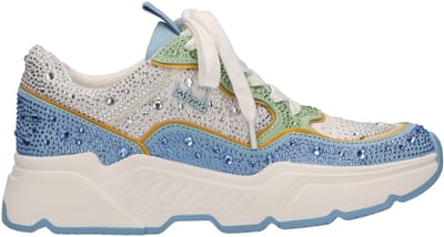 La Strada Sneaker Met Steentjes Lichtblauw Textiel - Damesschoenen - Maat - 39