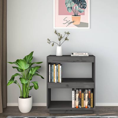 vidaXL - Boekenkast - 60x35x71 - cm - massief - grenenhout - grijs