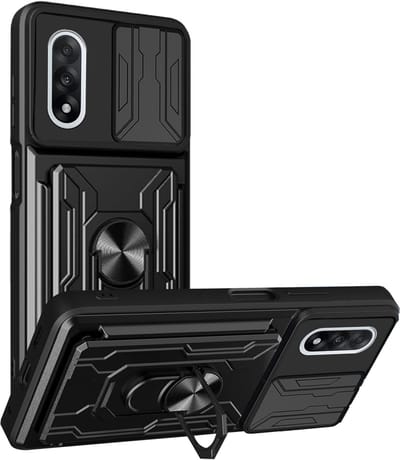 Hoesje Geschikt voor Oneplus Nord 5 - Zwart - Casemania Anti-Shock Hybrid Armor Back Cover - Extra Sterk Telefoonhoesje met Kickstand Ring en Camera Bescherming