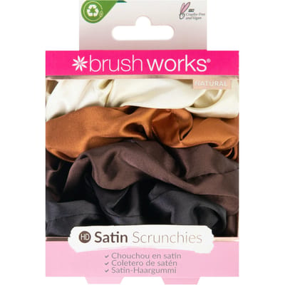brushworks Hair Scrunchies Natural 4 st
