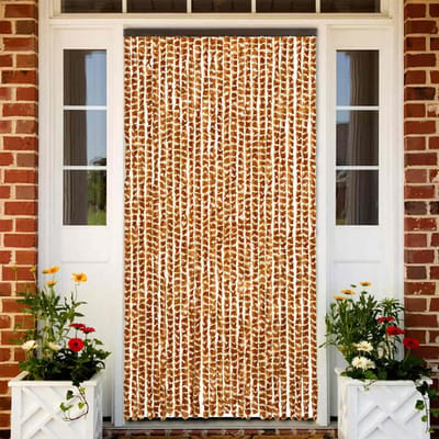 vidaXL - Vliegengordijn - 90x200 - cm - chenille - okerkleurig - en - wit