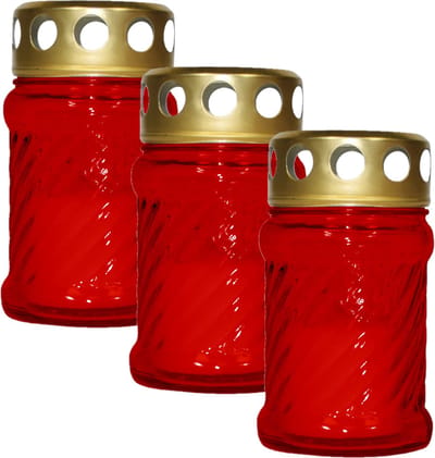 Cosy & Trendy Grafkaars/gedenklicht met deksel - 5x stuks - Rood - 7 x 12 cm - 10 branduren - kerkhof - grafkaarsen