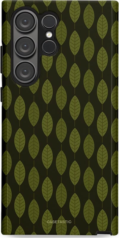 Casetastic hoesje geschikt voor Samsung Galaxy S23 Ultra - Dubbellaagse bescherming - Donkergroene Bladerendek - Fashion Case - Zwart Donkergroen