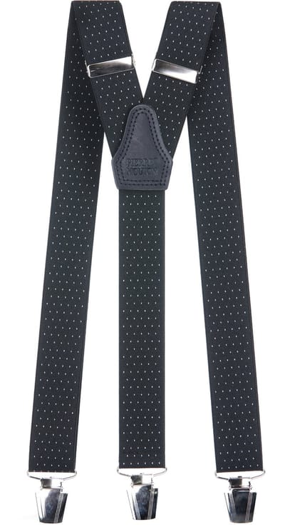 Pierre Mouton - Pin-point Bretel - Bretels - Volwassenen - Heren - Zwart - 120cm - 3 brede clips - M - L