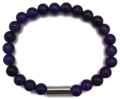 H-Beau - Handgemaakte Armband van Edelstenen - Amethist - 8mm - lengte 19cm - Natuurstenen Kralen - Heren - Unisex - Gepolijst - Paars - Sterrenbeeld - Horoscoop - Waterman - Maagd - Vissen