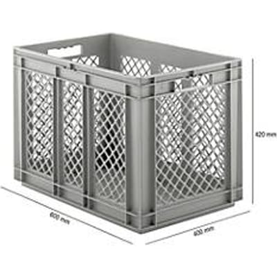 Eurobox serie EF 6421, van PP, inhoud 83,8 l, geperforeerde wanden, grijs, open handgreep
