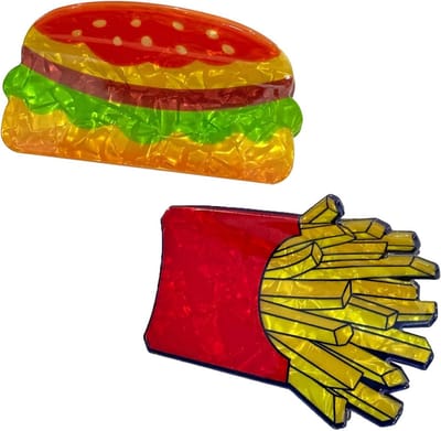 2 stuks Haarclips in Voedselvorm - Hamburger en Friet Klauwclip Set