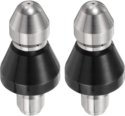 Dailygoods - QUARKZMAN 2 x sproeiers voor het reinigen van hogedrukreinigers, 3/8 inch, snelaansluiting, 5000 psi, roestvrij staal, afvoer, blaster, roterende punt, vaste knop voor het reinigen van riolering