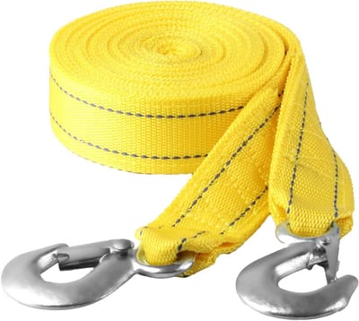 Sleepriemen met Haken - Touw voor Noodgevallen - Voertuigen Berging - Dubbellaags Polyester - 5 Meter 6 Ton - Geel