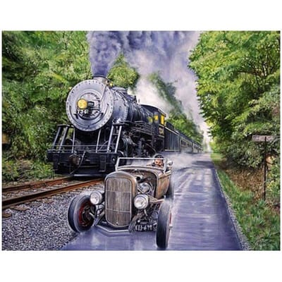 Diamant schilderij volledige vierkante ronde trein auto landschap 5d diamant borduurwerk mozaïek kruissteek 20X30CM