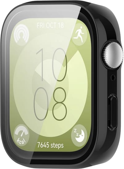 By Qubix - Waterproof Hard case - Zwart (glans) - geschikt voor Huawei Watch Fit 3