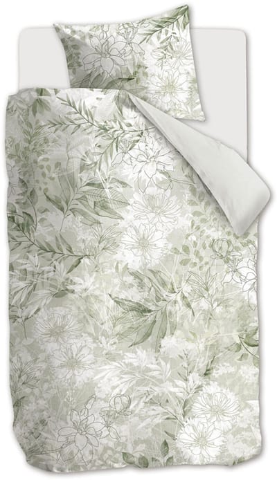 Rivièra Maison - Lilium dekbedovertrek - Eenpersoons - 140x200/220 cm - Grijsgroen