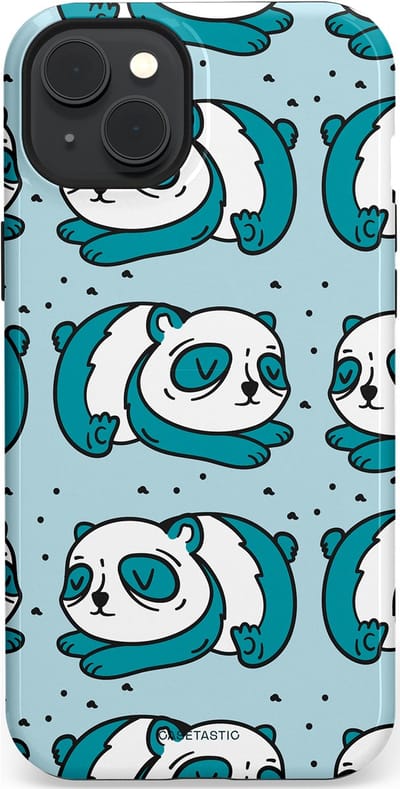 Casetastic hoesje geschikt voor Apple iPhone 15 Plus - MagSafe - Dubbellaagse bescherming - Panda dromen - Fashion Case - Lichtgrijs Petrol Wit
