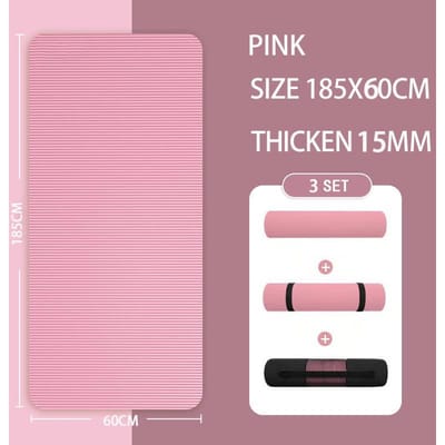 Langere Verdikte Antislip Heren Fitnessmat Hoge Dichtheid Oefen Yogamatten Voor Gym Thuis Fitness Oefening Gymnastiek 185x60x1.5cm Pink