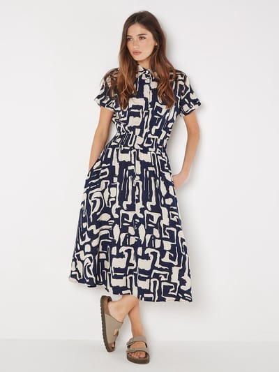 Geo Grecian-shirt midi-jurk
