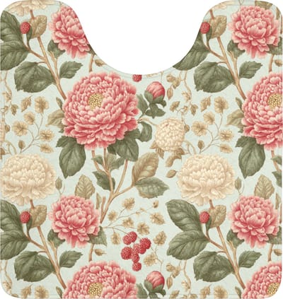WC mat met uitsparing 55x60 cm - Antislip - Klassiek - Botanisch - Veelkleurig - Toiletmat met uitsnijding - Vloermat - Douchemat - Toilet tapijt - Toiletmatten