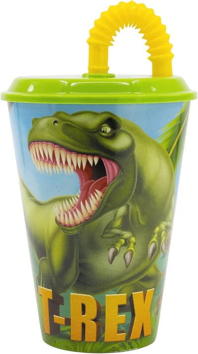 Herbruikbare Dinosaurus Beker voor Kinderen met Deksel en Rietje - 430 ml