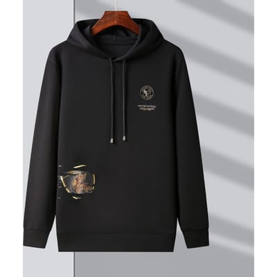 Lange Mouw met Muts Heren Herfst Hoodie Nieuwe Bedrukte IJzerboor Jas Heren Top 4XL black
