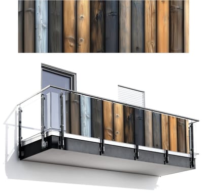 Balkonscherm 300x95 cm - Balkonposter Hout - Planken - Gemengd - Balkon scherm decoratie - Balkonschermen - Balkondoek zonnescherm