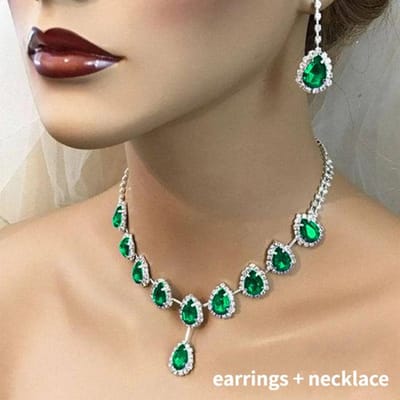 Nieuwe Groene Kristal Hoge Kwaliteit Ketting Bruids Bruiloft Glanzende Accessoires Europese En Amerikaanse Stijl Persoonlijkheid Sieraden gray