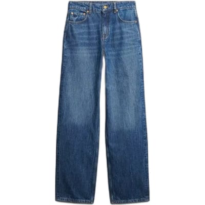 Superdry - Jeans van biologisch katoen met hoge taille en wijde pijpen - Dames - Jeans