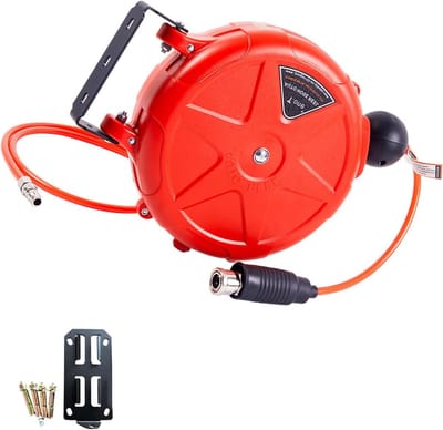 Slangenhaspel - Automatische oproller - Werkplaats organiseren - Automatisch terugspoelen - 10 meter lengte - Rood