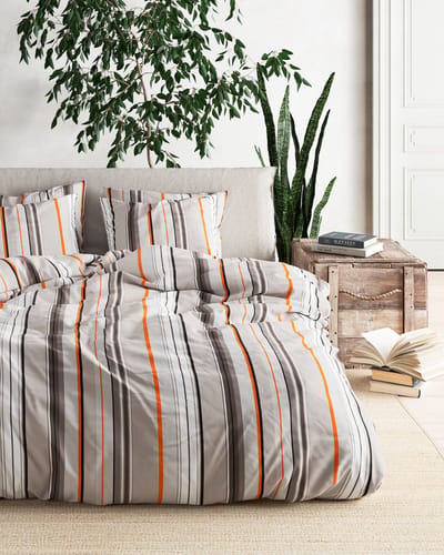 Mistral Home - DEKBEDOVERTREK - katoenviscose - 140 x 200 cm + 65 x 65 cm - eenpersoons - strepen - groen- Duurzaam