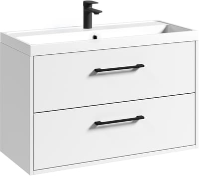 Badplaats Badkamermeubel Florence 01 80 x 40 cm – Hoogglans Wit – Hangend Badmeubel met Soft-Close