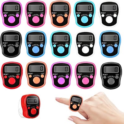 Digitale Vingerteller - Rijenteller Handteller - Activiteiten Tellen - Met LED Verlichting - 15 Stuks - Meerkleurig