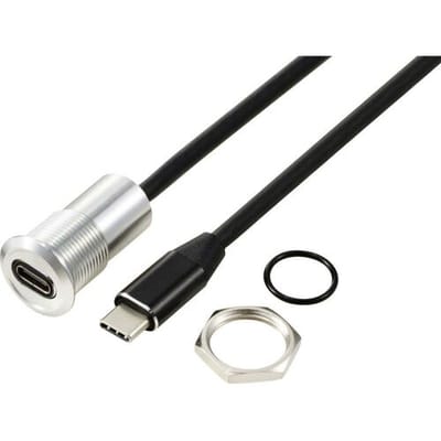 TRU COMPONENTS TC-13376324 USB-C (3.1) bus/stekker 1 m kabel zilver 1 stuk(s)