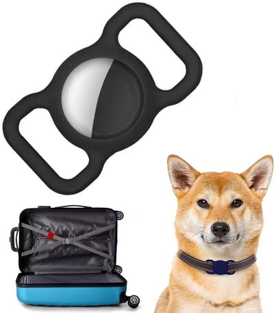 AirTag Sleutelhanger Zwart Hoesje Honden / Katten Halsband AirTag hoesje voor Huisdieren Siliconen